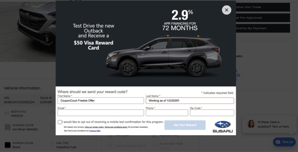 Get A Free $50 Visa Gift Card For Test Driving A Subaru (Working In 2025)